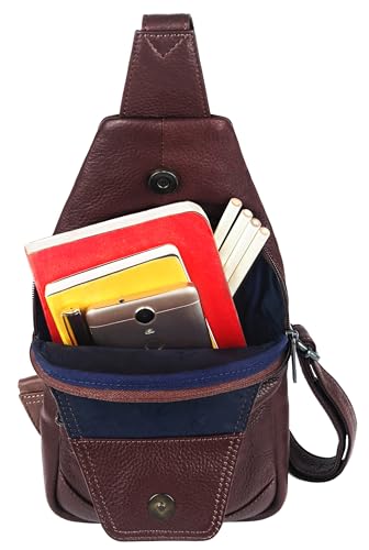 Image of WildHorn Leather Sling Crossbody Bag for Men, Stylish Chest Shoulder Bag for Men Women, Adjustable Strap for Commuting Travel Outdoor Activities Cycling