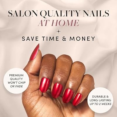 Glamnetic Press On Nails & Toenails - Cherry Glaze | Short Round Bright Cherry Red Nails with a Glaze Finish | 15 Sizes - 30 Nail Kit with Glue & 16 Sizes - 32 Toe Nail Kit with Glue