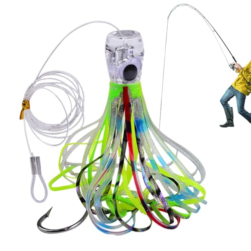 Señuelos de trolling – Señuelos de Peces Pulpo para Tren Profundo – Equipo de para para Pescadores apasionados Kayak Surf Bar Silure Agua Dulce y Salada