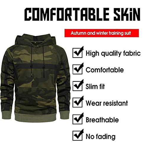 Manluodanni Mens Sweat Suit 2 Piece Hoodie Tracksuit Sets Casual Comfy Camo Jogging Sports Suits With Kangaroo Pockets, 105Green-M #TOP3