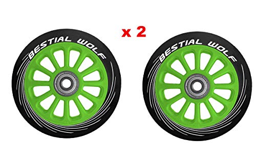 Bestial Wolf Lot de deux roues originales Pilot XX2 diamètre 100 mm pour trottinette Freestyle, Noire