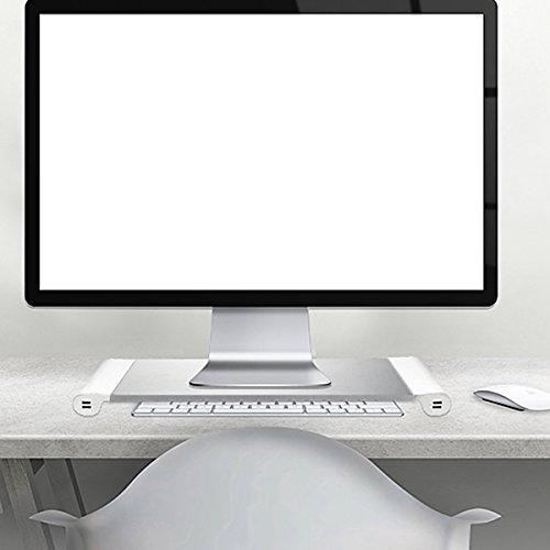Kernorv di monitor supporto spazio bar computer monitor riser, alluminio multifunzione organizer da scrivania con 4 porte USB per Apple iMac/PC/TV/MacBook/laptop
