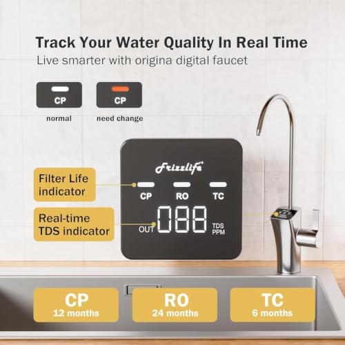 Image of Frizzlife 1200GPD Reverse Osmosis Water Filter, NSF /ANSI 42&58&372 Standards, 11-Stage Tankless RO Water Filtration System, Under Sink, 3:1 Pure to Drain, Smart Faucet, Reduce PFAS, BPA Free, PD1200