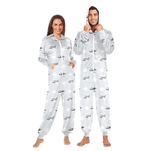 Meocouoe Adult Onesie Pajamas Aircraft Airplanes Jumpsuit Costume Sleepwear Cosplay Comfy One-Piece Suit for Men & Women Pjs L