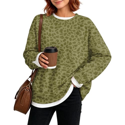 Womens Crew Neck Sweatshirts 2 In 1 Layered Sweatshirts 2026 Fall Outfits - image 2