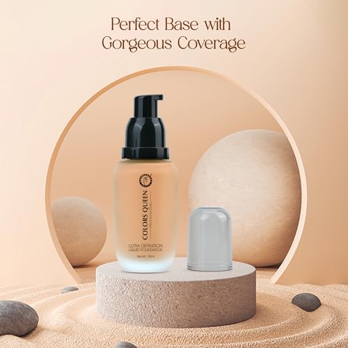 Image of Colors Queen Ultra Definition Liquid Foundation | Lightweight & Long Lasting Full Coverage With Dewy Finish | Waterproof & Sweat Proof for Face Makeup (Chocolate Mousse, 30ml)