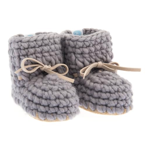 Knitted Baby Moccasin Booties, Winter Crochet Fleece-Style Slipper Shoes with Anti-Slip Rubber Soles, Essential Gifts for Girl & Boy Babies