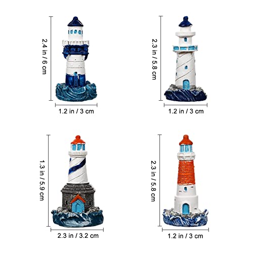 Balacoo 4Pcs Lighthouse Decoration Nautical Lighthouse Resin Lighthouse Model Miniature Lighthouse Outdoor Light Garden Yard Lawn Decoration, Random Color #TOP6
