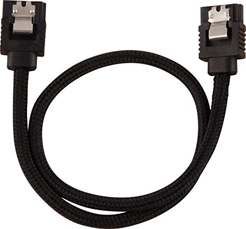 Corsair Premium Sleeved SATA 3 Kabel (6Gbps, 30 cm) Schwarz – Ansicht 3