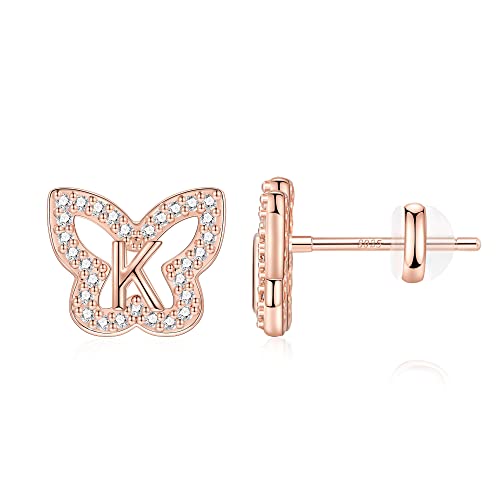 Anoup Butterfly Earrings For Girls Earrings, Cute Earrings For Teen Girls Toddler Earrings Kids Earrings Hypoallergenic Earrings For Girls Rose Gold Earrings Jewelry For Girls Initial K Earrings #TOP9