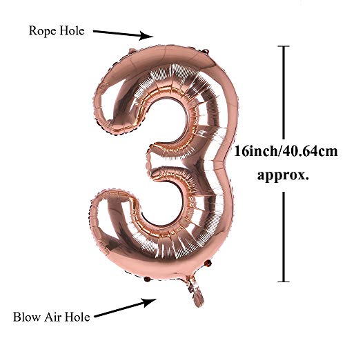 Image of AMFIN 3 Number Foil Balloon - Rose Gold
