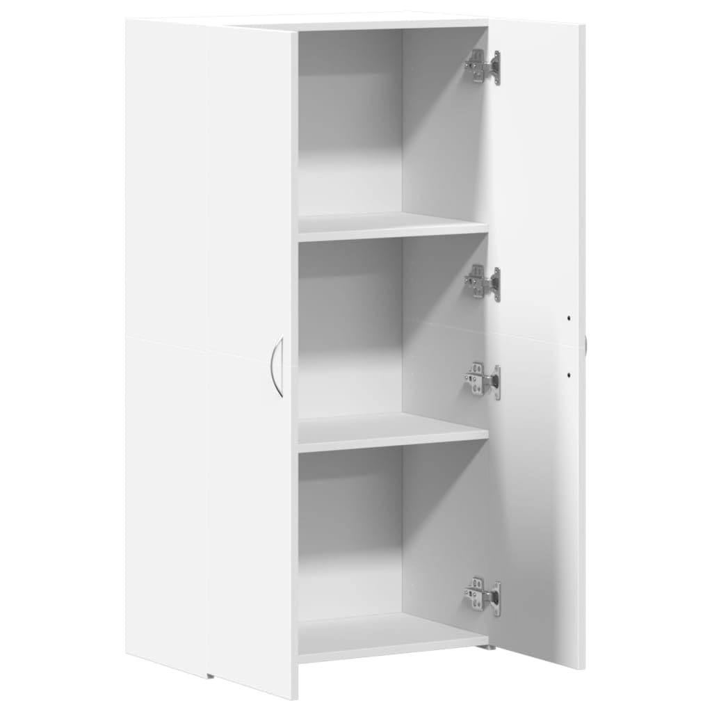 Mangloder - Armadietto in legno bianco, 60 x 32 x 115 cm, armadietto da ufficio per archivio, archiviazione, cartelle, documenti e cartelle sospese, 2 ante per casa e studio