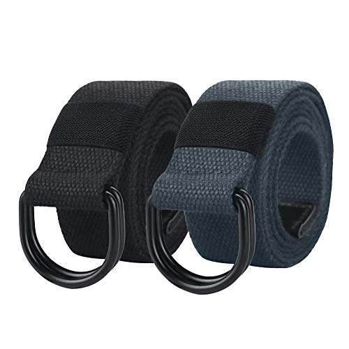 Black Belt Men,Military Canvas Web Belts for Men Double D Ring Buckle