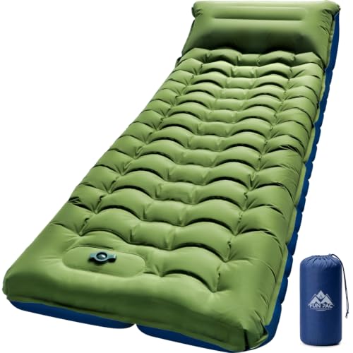 Image of FUN PAC Camping Sleeping Pad,Ultralight Camping Mattress with Pillow, Built-in Foot Pump Inflatable Sleeping Pad Compact for Camping,Backpacking, Hiking,Traveling