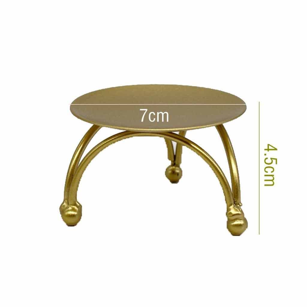 Regalo Decorazione per la casa Ornamento di nozze Portacandele in oro nero Candelabro artigianale in ferro battuto Candeliere a piatto rotondo (A 4,5 cm)