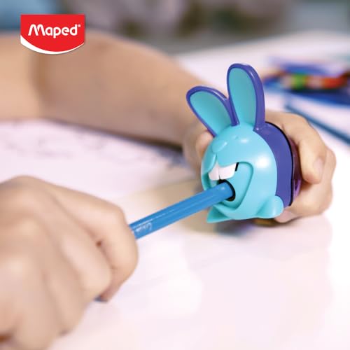 Image of Maped Croc Croc 1 Hole Pencil Sharpener for Kids|Smooth Sharpening|Mess-Free|Comfortable Grip for Easy Holding|Fancy Rabbit Style|Canister Stores the Dust|Long Lasting|Ideal for Daily Use|Pack of 1
