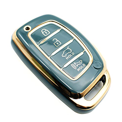 Coque de protection pour clé Hyundai antichoc en TPU bleu gris 4 boutons