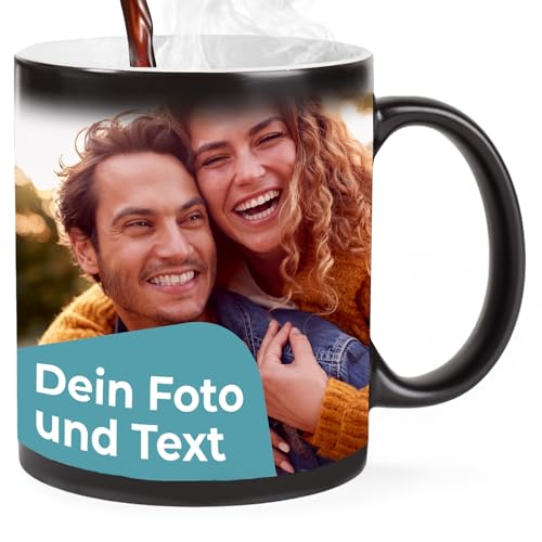 Personalisierbare Zaubertasse mit eigenem Foto und Text 325 ml magischer Fotobecher mit Farbwechsel-Effekt liebevolle Geschenkidee für Freunde Familie oder Kollegen ideal für Zuhause oder Büro