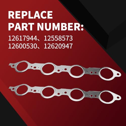 Image of 12617944 LS Engine Exhaust Manifold Gasket with Bolts Fit for Chevy Silverado 1500 /2500, GMC Sierra /Surburban, Pontiac, LS1 LS2 LS3 LS6 LQ4 LQ9 Multi-Layer Steel Gasket Replace 551696