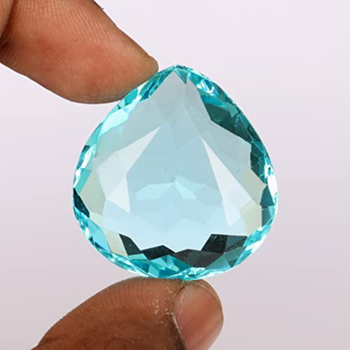Real-Gems Brilliant Pear Cut Swiss Blue Topaz Loose Gemstone 50-60 Ct Approx #TOP1