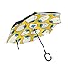 Parapluie extérieur pour Voiture Motif de Globe oculaire Jaune horrifiant avec Coupe-Vent avec poignée en Forme de C inversé Parasol de Patio Grand