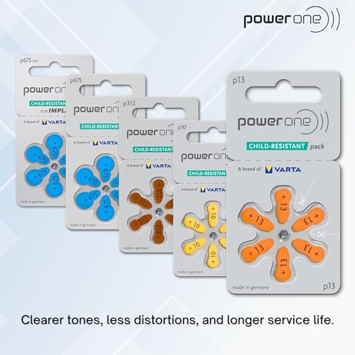 powerone Size 13 Hearing Aid Batteries Zinc Air P13 Pack of 60 Detail