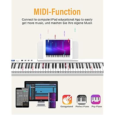 KONIX Folding Piano Keyboard 88 Key Black Bundle Folding Piano Keyboard 88 Key White