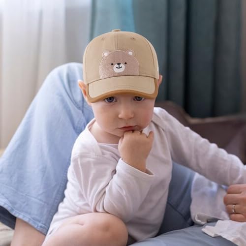 Toddler Cute Bear Baseball Caps Adjustable Cotton Caps Lightweight Sun Hat for Baby Boys Girls Age 1-3T2