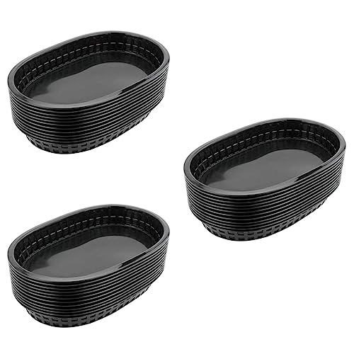 Angoily 36 Pcs French Fries Hamburger Basket Serving Tray Oval Fry Basket Fry Tray Serving Bowls Hot Dogs Plate Snack Upholstery Supplies Fruit Plates Plastic Dessert Plate Halloween