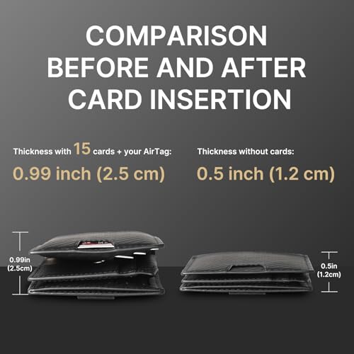 Wallet for Men with Stealth Pocket for AirTag, 3 in 1 Design, Removable ID Window, RFID Blocking, 15 Card Capacity, Slim Carbon Fiber, Bill Divider, Wallet with Gift Box, Hidden Storage for AirTag 5