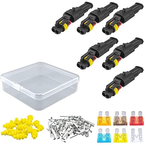 Leehitech 6pair 2Pin Car electrical connectors Waterproof car electrical connector Car electrical connectors for motorbikes Scooter Car Truck Caravan Marine Quad Bike Jet Ski and boat Cover