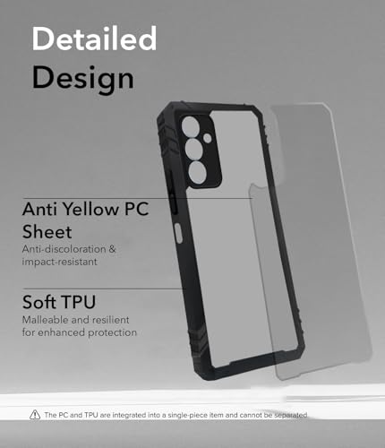 Image of Jkobi Back Cover Case for Samsung Galaxy A15 5G (Ultimate Shockproof Bumpers | Anti Yellow | Rugged Armor | Hybrid PC | Black)