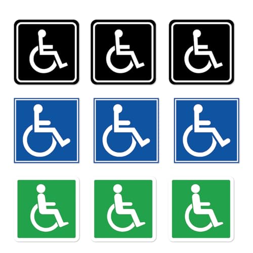 Image of Pack 9 Pcs Handicap Sign Stickers for Handicapped Disable Wheelchair Signs Window Indoor Stairs Outdoor Removable Bumper Stickers Waterproof Large Decals Public Home Accessories