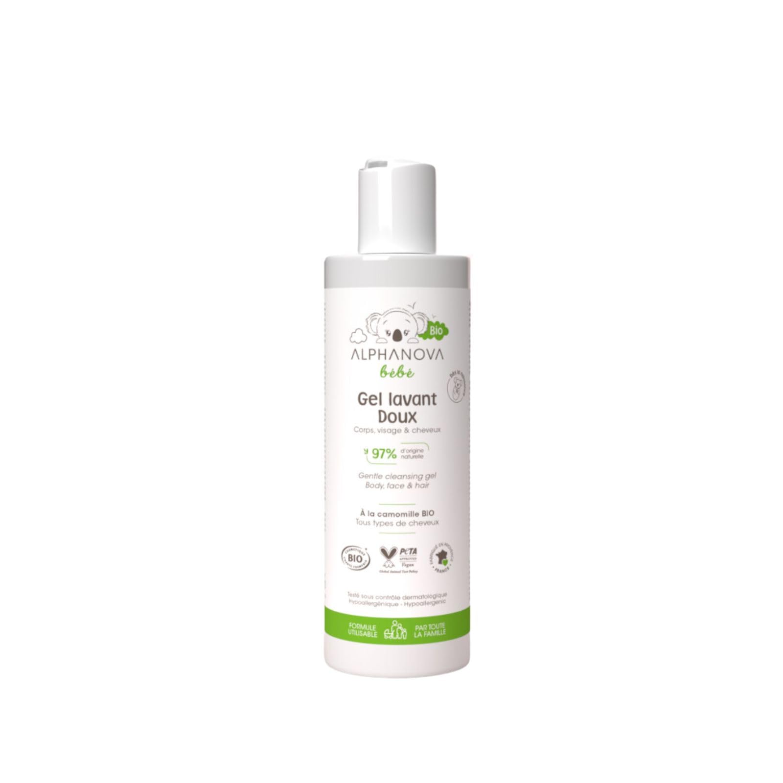 Gel lavant doux à la camomille bio Alphanova Bébé - 200 ml