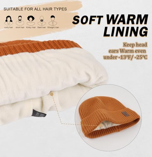 Image of Wmcaps Warm Beanie for Men Women, Fleece Lined Beanie Warm Winter Caps Unisex Fashion Knit Cuffed Cap