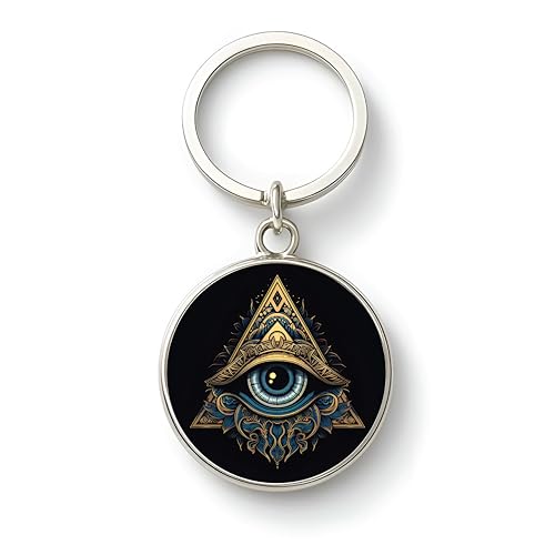 Image of MG | Protective Evil Eye /Spiritual Symbols /Om /Motivational Keychains | Double-Sided Metal Key Ring | Good Luck and devine Charm for Car, Bike, Home & Office