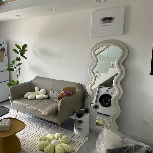 Wavy Full-Length Mirror, 23.6" W x 63" H, Velvet Frame, Versatile Wall or Floor Standing/Leaning Design for Bedroom, Living Room, Cloakroom - Stylish Blue Home Decor