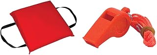 Airhead Type IV Throwable Cushion Red & Shoreline Marine Basic Safety Whistle with Lanyard