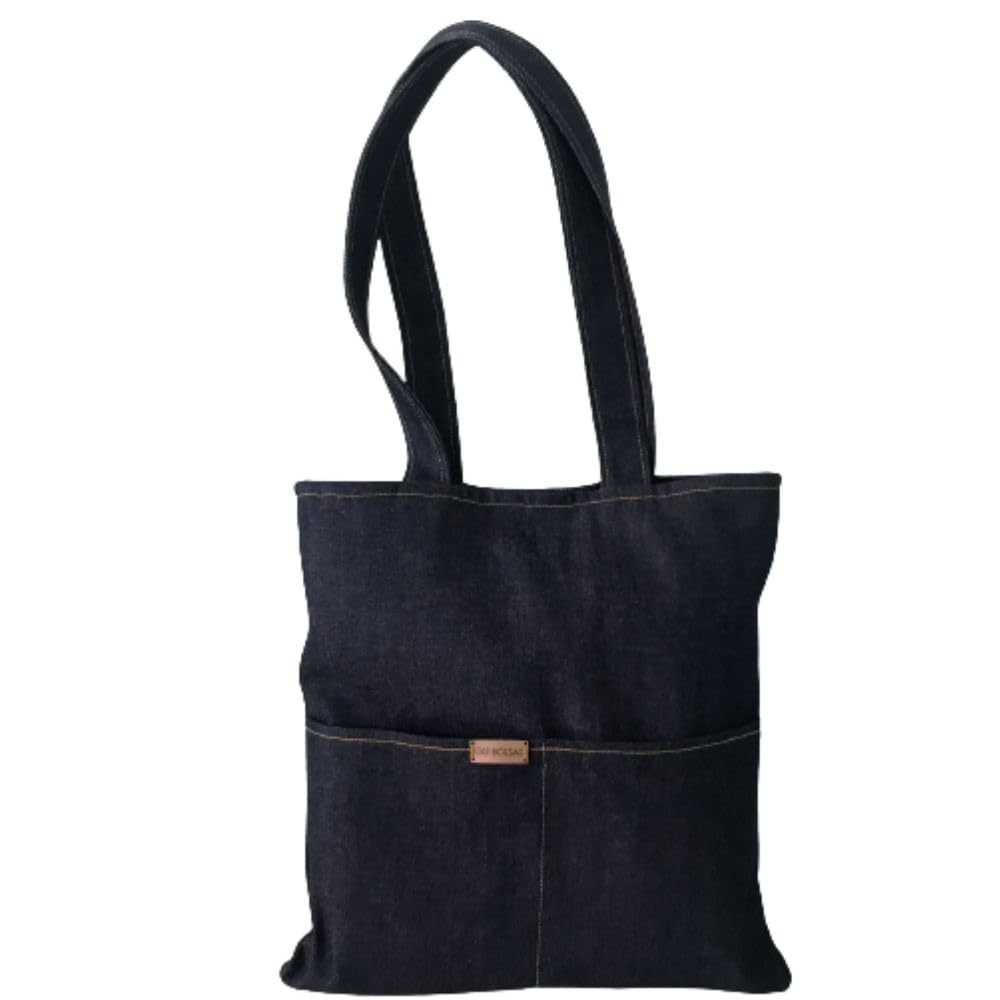 Genérico Bolsa Ecobag Jeans reforçada, escola trabalho passeio di...