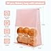 Funcoo 50 Bread Bags with Tabs for Homemade Sourdough Bread, Pink Bakery Storage Bags with Window/Ties, Large Bakery Loaf Bag for Baked Goods Packaging(11'' X 8.7'' X 4.3'')