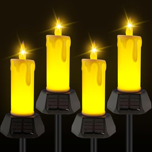 Image of LIDORE Solar Powered Candle Lamps with Ground Plug, Set of 2, Outdoor Use
