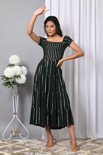 Image of IQRAAR Dress for Women Printed Midi Dress