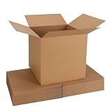 CRUGLA 12x12x12 Shipping Boxes 10 Pack, Brown Corrugated Cardboard Boxes with Side-Lock and Pre-Applied Double-Sided Tape, Easy Assemble Packing Mailer Boxes for Small Business Shipping