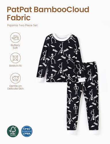 Image of PATPAT Toddler & Kids Pajama Sets with Bamboo Viscose, Snug Fit Pjs for Girls, All-Season Comfort Sleepwear, Ages 2-12 Years