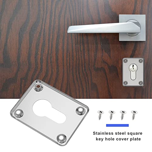 VGOL 2 Sets Repair Escutcheon Key Hole Cover Replacement Stainless Steel Square Keyhole Cover Plate Home Accessories for Door Silver - Image 2