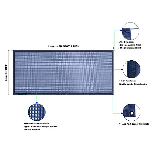 Image of RV Awning Mesh Sun Shade Screen for Motorhome Camper Trailer Sunshade