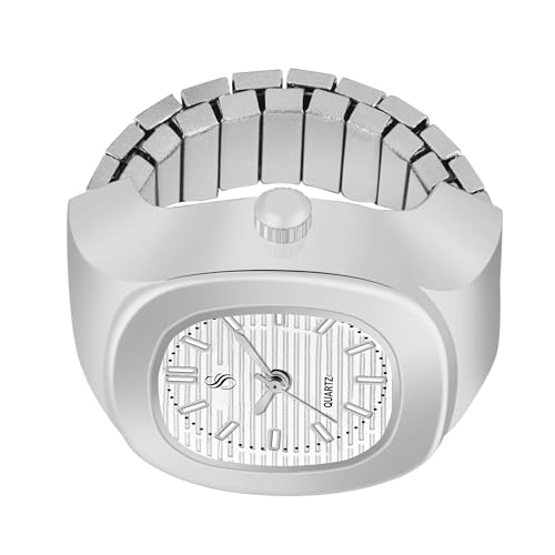 Image of Shocknshop Analog Fashion Stainless Steel Square Silver Ladies Ring Watch for Women -W165