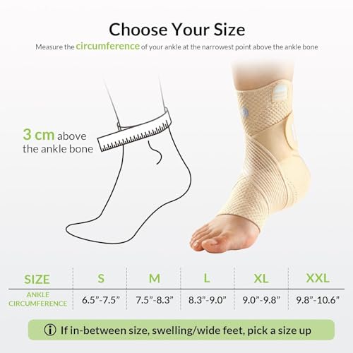 Image of ZOELION Ankle Brace Compression Support with Removable Fishnet Strap, 3D Knit Plantar Fasciitis Relief Achilles Tendonitis Brace, Ankle Compression Sleeve for Pain Relief & Injury Healing, Beige /L
