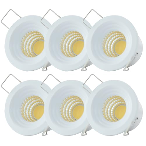 yeerockal Set di 6 mini Faretti da incasso 3W Luce Bianca Calda Alluminio Spots con trasformatore
