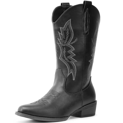Image of IUV Cowboy Boots for Women Mid Calf Pull-On Cowgirl Boots